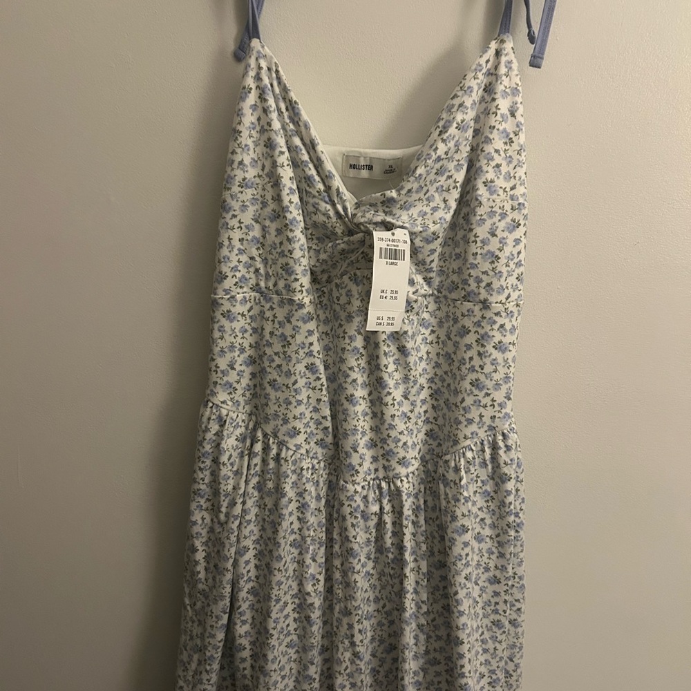 Hollister White and Blue Floral Dress